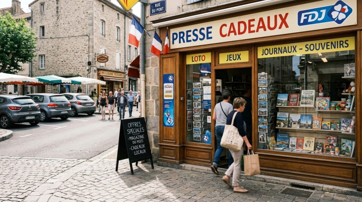 Illustration générée : Presse cadeaux FDJ possibilite autre commerces sauf restauration a issoire